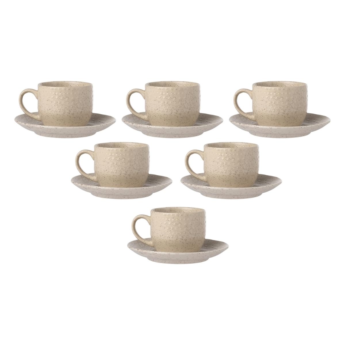 Clay Craft Fine Ceramic Apex Beige Cups & Saucer, Set of 12, Cups for Tea & Coffee, Gift Set, Elegant Design for Home and Kitchen and Can Be Gifted to Your Loved Ones On Any Occassions.