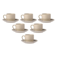 Clay Craft Fine Ceramic Apex Beige Cups & Saucer, Set of 12, Cups for Tea & Coffee, Gift Set, Elegant Design for Home and Kitchen and Can Be Gifted to Your Loved Ones On Any Occassions.