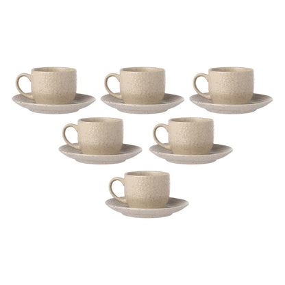 Clay Craft Fine Ceramic Apex Beige Cups & Saucer, Set of 12, Cups for Tea & Coffee, Gift Set, Elegant Design for Home and Kitchen and Can Be Gifted to Your Loved Ones On Any Occassions.