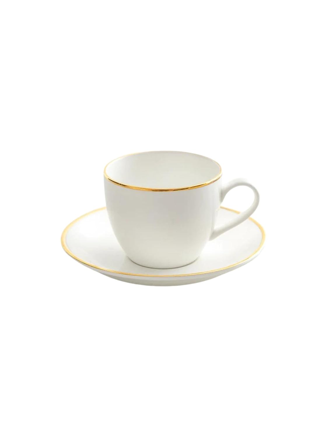 Clay Craft Fine Ceramic Premium Gold Line Printed Cup and Saucer Set of 12 | Capicity 240 ml Each