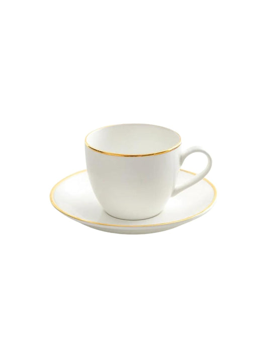Clay Craft Fine Ceramic Premium Gold Line Printed Cup and Saucer Set of 12 | Capicity 240 ml Each