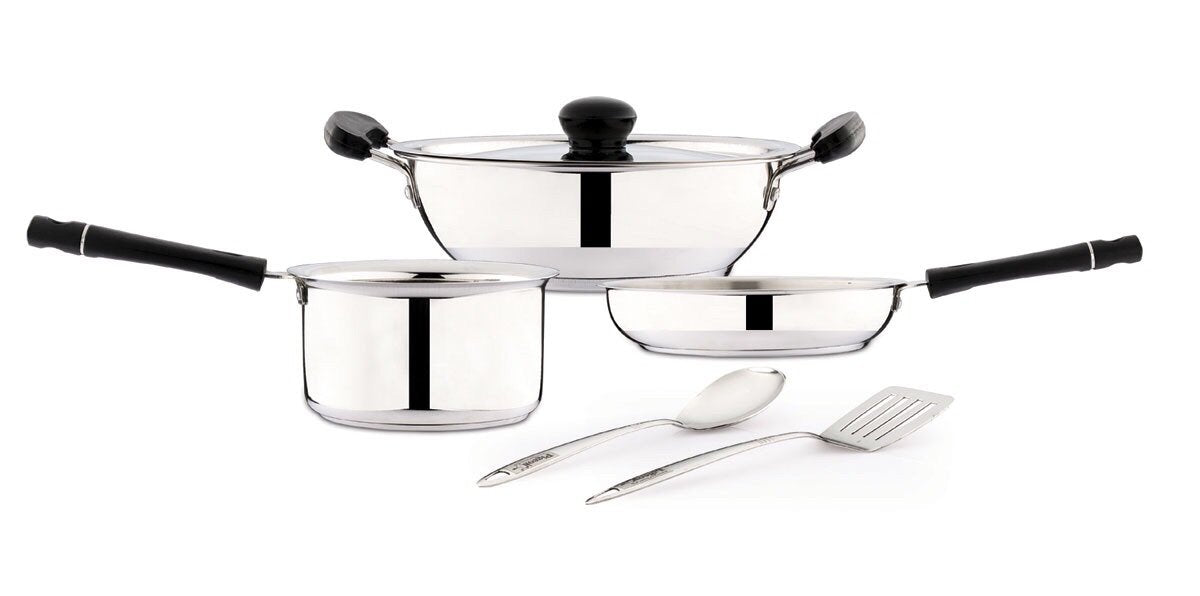 Pigeon-Triply Stainless Steel Cookware Set, 5-Pieces, Silver