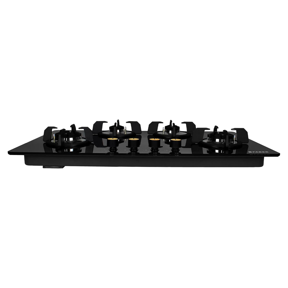 Faber Hob/Hobtop 4 Brass Burner Auto Ignition Glass Top Gas Stove(Maxus HT904 CRS BR CI AI) Black