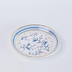 Magique by The Wishing Chair x ClayCraft : River of Flowers Ceramic Plates Set of 4 | 6 Inches | Snack Plates | Elegant Lightweight Small Ceramic Plates for Appetizers & Desserts | Dishwasher Safe