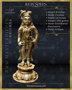 Krishna Panchaloha Bronze Icon - 8"-  Masterpieces Collection