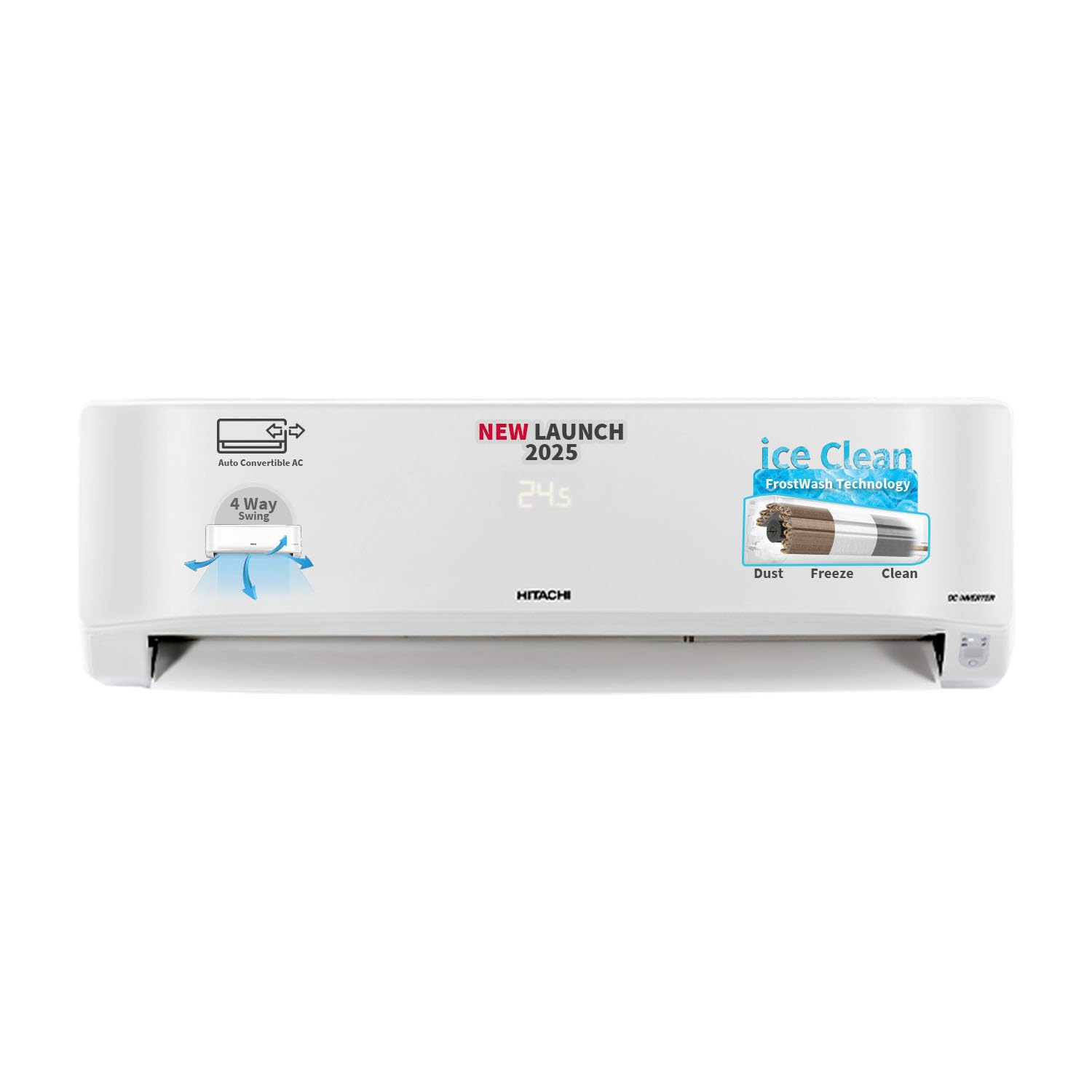 Hitachi 1.5 Ton 5 Star Wi-Fi Inverter Split AC (100% Copper, Heavy Duty, Xpandable+, ice Clean, Dust Filter, 5700XXL RAS.Y518PCAISL2, White)