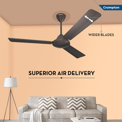 Crompton Jura Prime 1200 mm (48 inch) High Speed Decorative Ceiling Fan with Anti Dust Technology (Bakers Brown) Star rated energy efficient fans