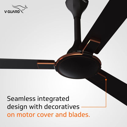 V-Guard Enlance VX Anti Dust High Speed Designer Ceiling Fan| Energy Efficient |1200mm Sweep | 340 RPM Speed l 100% Copper Motor | Dust Repellent Technology (CHOCO BROWN GLO)