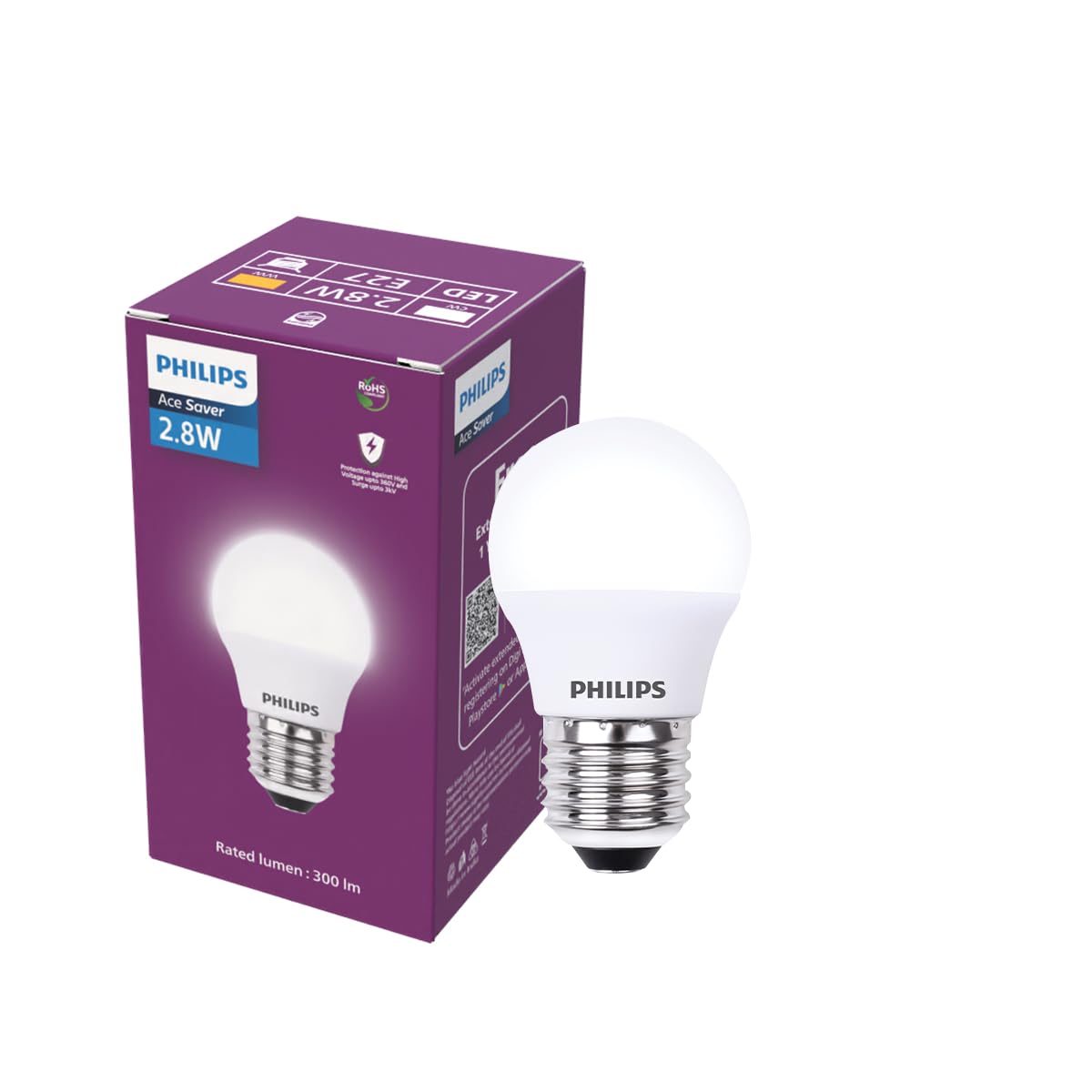 Philips 2.8W LED Frosted Candle Bulb (White, B0GHP9V71M)
