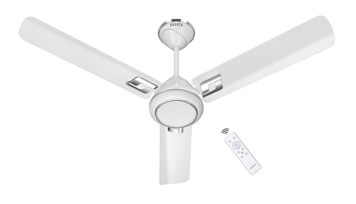 Sujata Kinetica BLDC 1200 mm Ceiling Fan with Remote | 5 Star (White Chrome)
