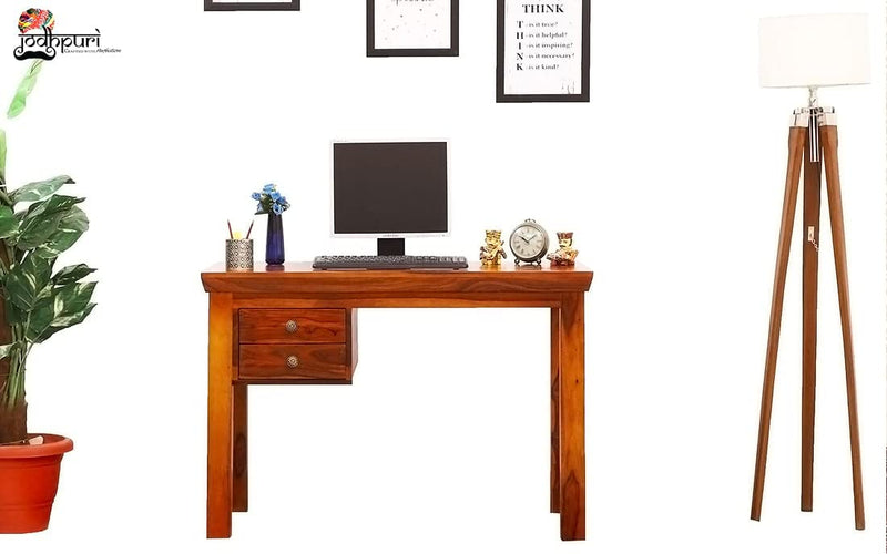 Solid Sheesham Wood Study and Writing Tables for Offices and Home with 2 Drawer | Black Color