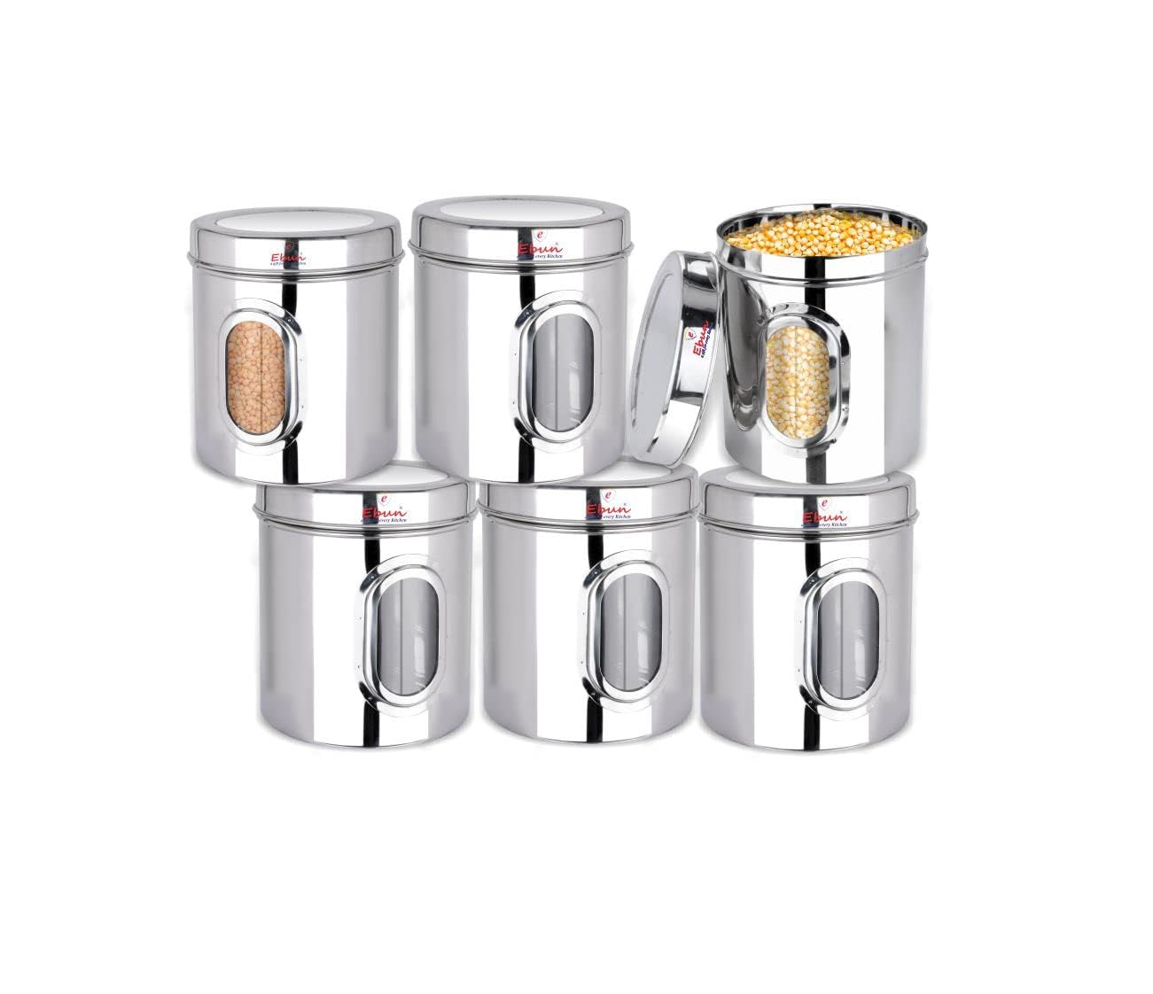 Ebun Stainless Steel See Through Small Containers | Small Containers with Capacity 200 Grams | Pack of 6 Pcs Combo, Silver