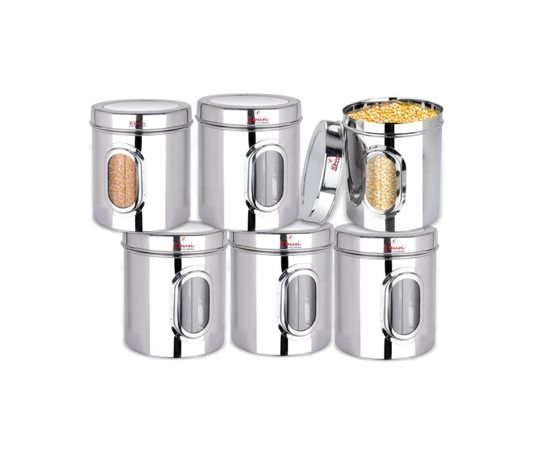 Ebun Stainless Steel See Through Small Containers | Small Containers with Capacity 200 Grams | Pack of 6 Pcs Combo, Silver