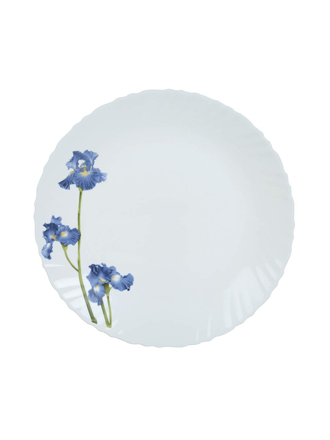 La Opala Novo Collection Opal Glass Crockery | for Family of 6 | Dinner Set 35 pcs Blue Orchids | Plates & Bowls for Dining | Microwave Safe | 100% Vegetarian | Extra Strong | Light & White