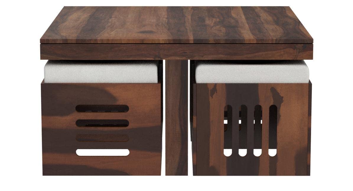 Solid Sheesham Coffee Table 4 Seater with Four Stool for Living Room Center Coffee Table for Bedroom,Cafe, Home
