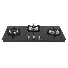 Faber Hob 3 Burner | Auto-Ignition | Spillage Proof | HOB SUPERIA HT903 BR AI N |Metal Knobs | Pan Support |5 Yr Warrant