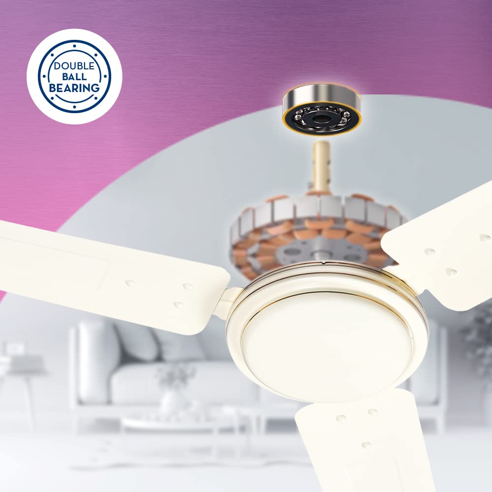 Crompton SUREBREEZE SEA SAPPHIRA 1200 mm Ceiling Fan for Home | BEE Star Rated Energy Efficient Fan | Superior Air Delivery | HighSpeed | 2 Years Warranty | (Ivory), Pack of 1
