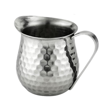 Dynore Stainless Steel Hammered Design Bell Creamer Espresso Shot Frothing Pitcher Cup Latte Art - 150 ml Set of 1 Pc