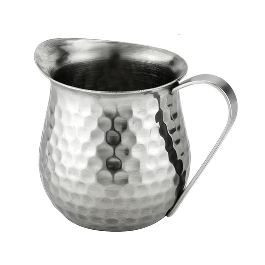 Dynore Stainless Steel Hammered Design Bell Creamer Espresso Shot Frothing Pitcher Cup Latte Art - 150 ml Set of 1 Pc