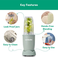 NutriBullet PRO 900W Blender Mixer Grinder(Jade), 12-Piece Set with 3 Unbreakable Jars & Wet/Dry Blade Set, USA’s #1 Smoothie Maker, Food Processor