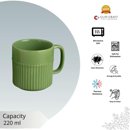 Clay Craft Fine Ceramic Crimson Green Cups & Saucer, Set of 12, Cups for Tea & Coffee, Gift Set, Elegant Design for Home and Kitchen and Can Be Gifted to Your Loved Ones On Any Occassions