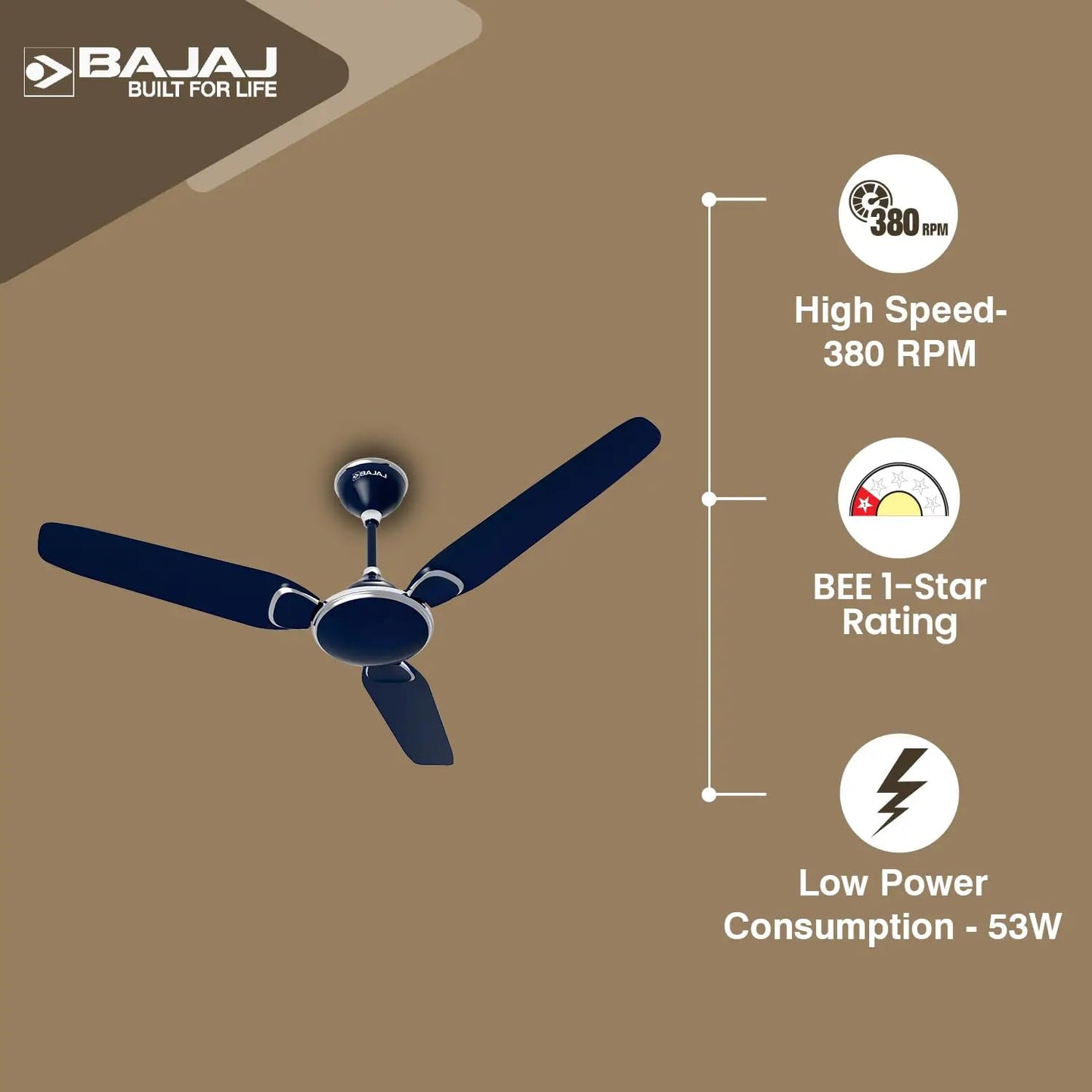 Bajaj Trendy EE 1200mm Celestial Blue Ceiling Fan