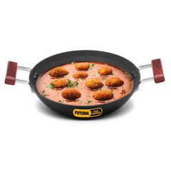 Hawkins Futura 2 Litre Deep Fry Pan, Hard Anodised Kadai with Glass Lid, Flat Bottom Kadhai, Black (AD20G)
