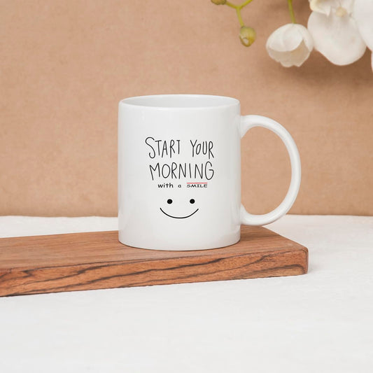Clay Craft Fine Ceramic Start Your Morning Printed Milk/Coffee Mug 1 Piece 360 ml