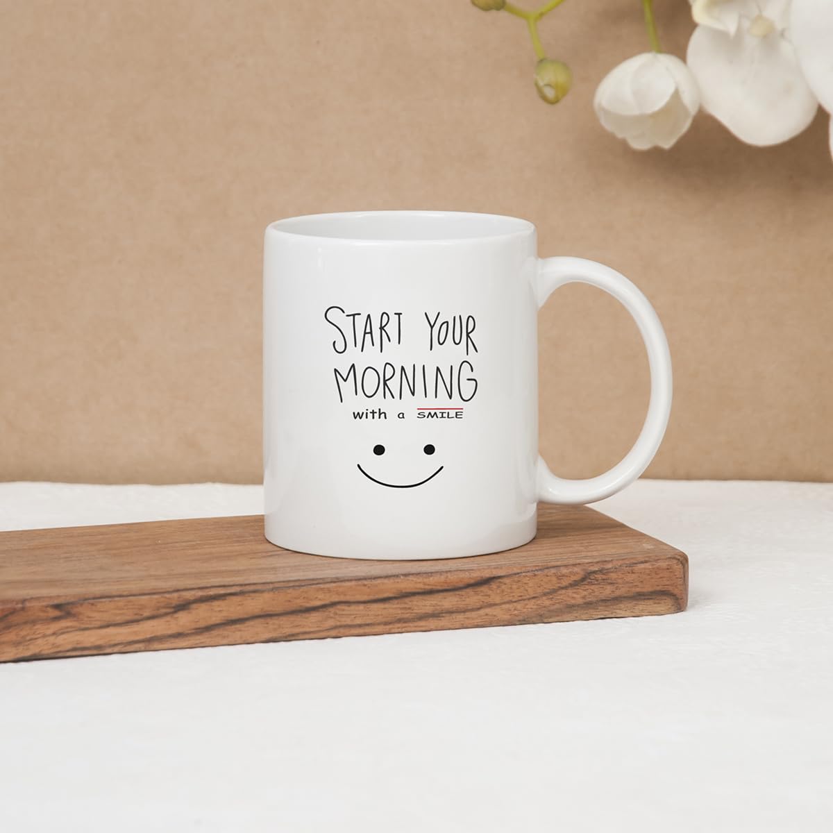 Clay Craft Fine Ceramic Start Your Morning Printed Milk/Coffee Mug 1 Piece 360 ml