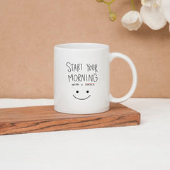 Clay Craft Ceramic Cc Mm1 Swiss Rez1 Microwave Safe Coffee Mug with Good Morning Quote, 300 ML