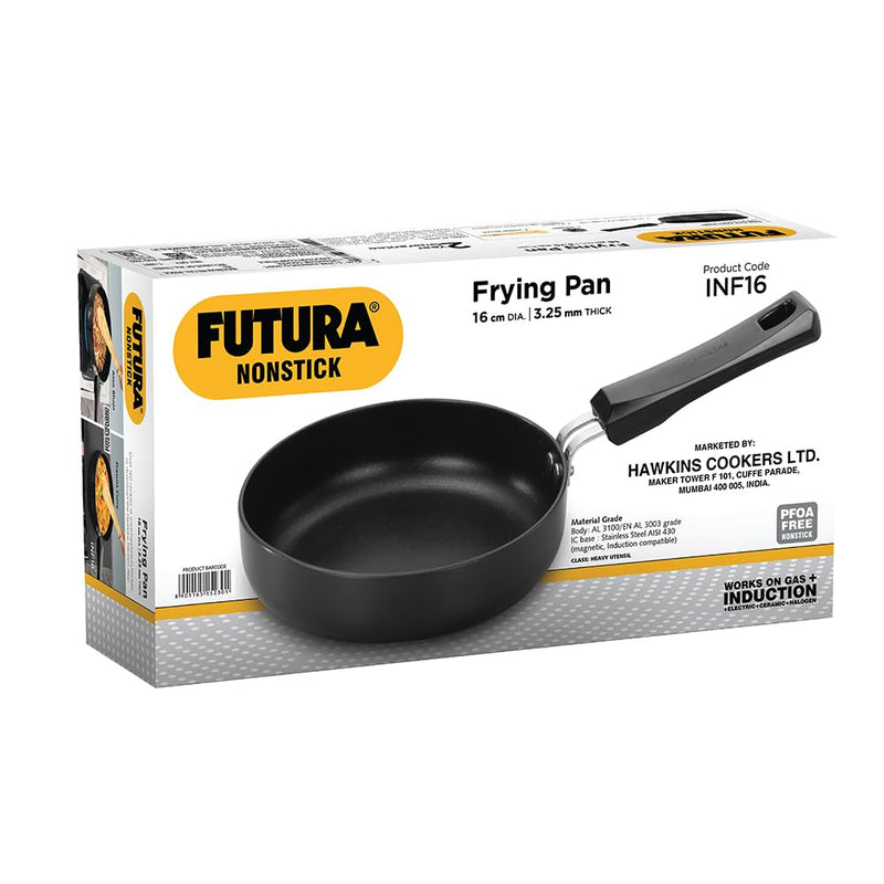 Hawkins Futura 16 cm Frying Pan, Non Stick Fry Pan, Induction Omelette Pan, Small Frying Pan, Black (INF16)