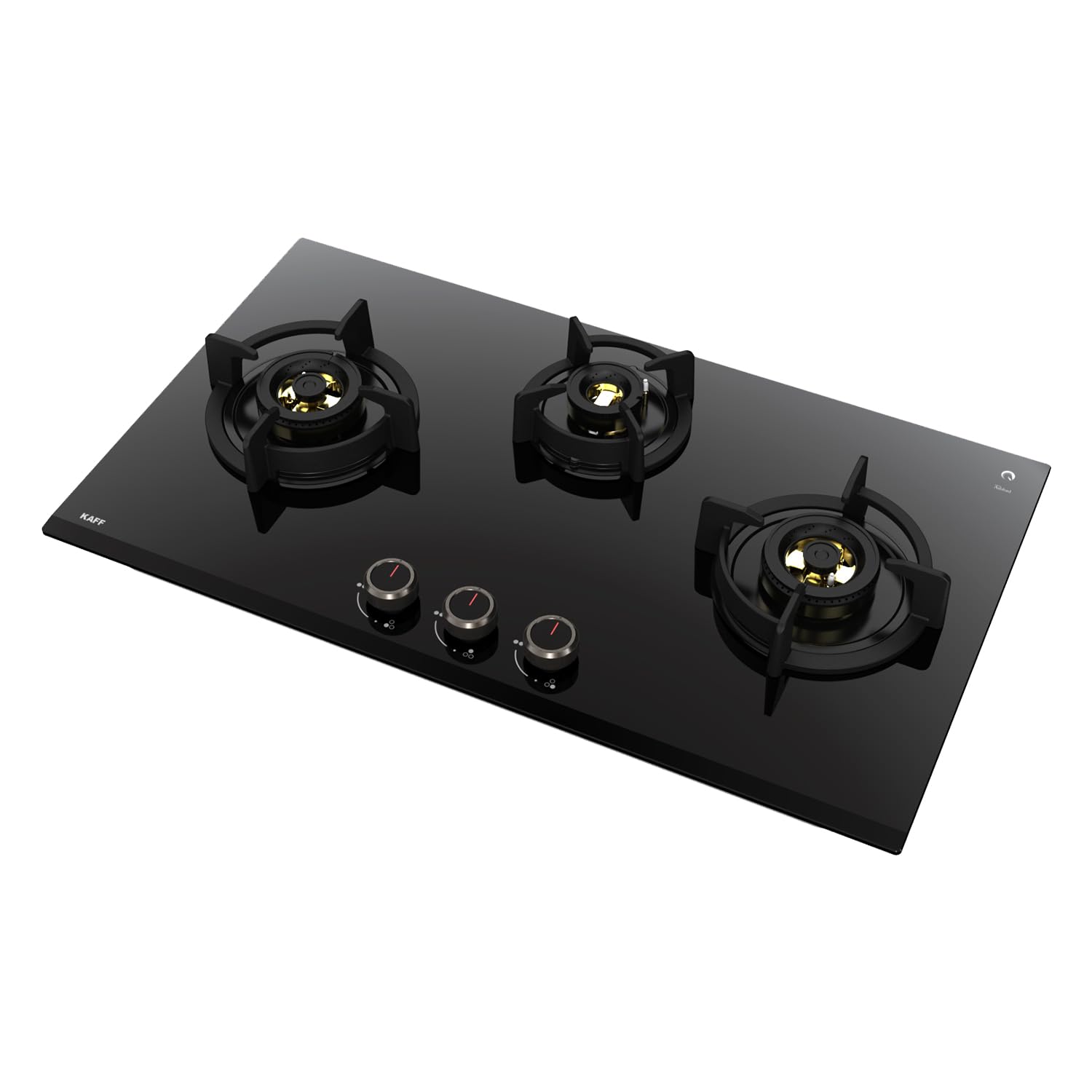 KAFF ASHFORD | Built-in Hob/Hobtop 3 Burners, 78 CM | Auto Ignition | Full Brass Burners with all Flame Failure Device, 8 MM Thick Toughened Glass | Black | ASF783