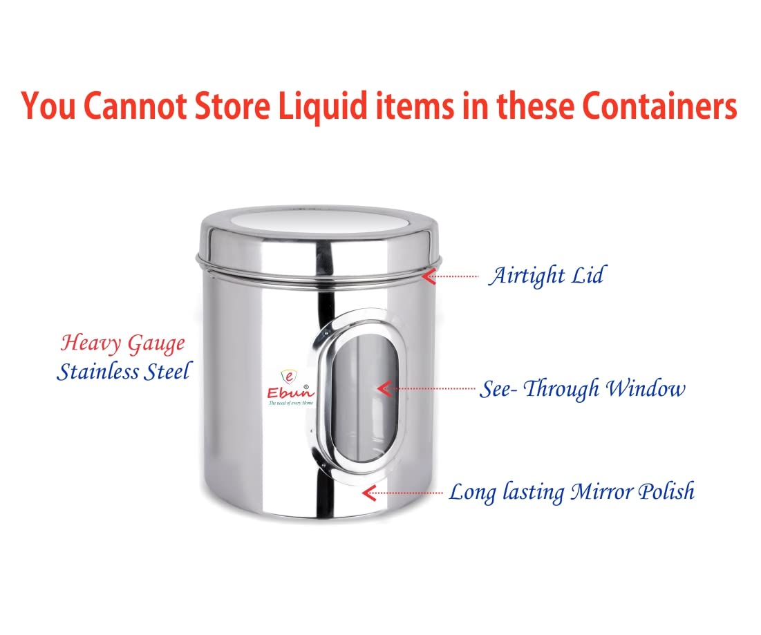 Ebun Stainless Steel See Through Small Containers | Small Containers with Capacity 200 Grams | Pack of 6 Pcs Combo, Silver