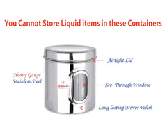 Ebun Stainless Steel See Through Small Containers | Small Containers with Capacity 200 Grams | Pack of 6 Pcs Combo, Silver