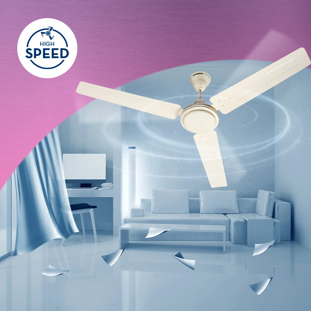 Crompton SUREBREEZE SEA SAPPHIRA 1200 mm Ceiling Fan for Home | BEE Star Rated Energy Efficient Fan | Superior Air Delivery | HighSpeed | 2 Years Warranty | (Ivory), Pack of 1