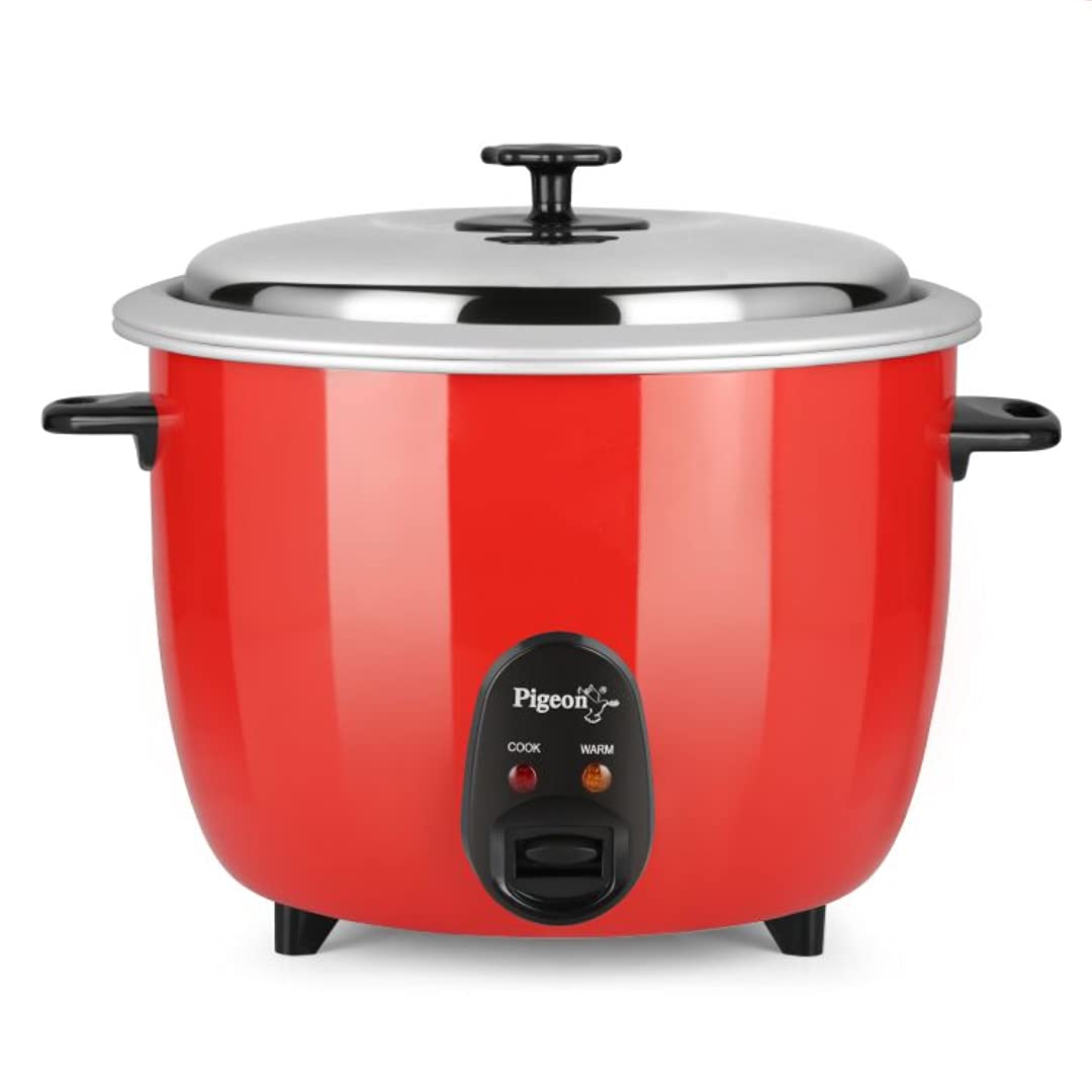 Pigeon by Stovekraft Joy Rice Cooker with Single pot, 4.2 litres. (Orange) | Stainless Steel Lid | 1600 Watts | 1 Alumin