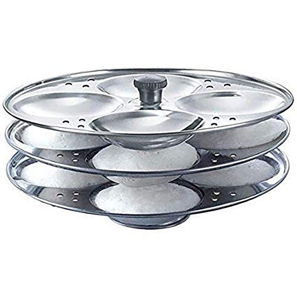 Prithi Home's and Kitchen Stainless Steel Non Stick Idli Plates Idli Maker| Idli Stand with Holes for Pressure Cooker, Idly Pot,Idly cooker,Kadai etc (2 Plates)