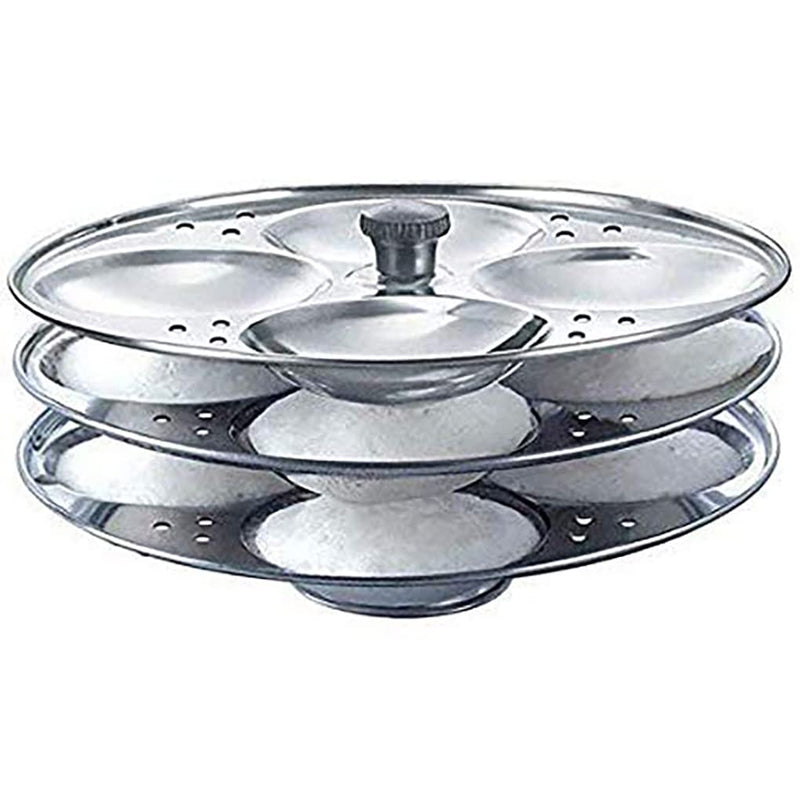 Prithi Home's and Kitchen Stainless Steel Non Stick Idli Plates Idli Maker| Idli Stand with Holes for Pressure Cooker, Idly Pot,Idly cooker,Kadai etc (2 Plates)