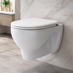 PRO HOME Classic One-Piece Ceramic Toilet – Western Style Floor Mounted Commode with Soft Close Seat, Ideal for Homes, Apartments, and Commercial Spaces (White, Large)