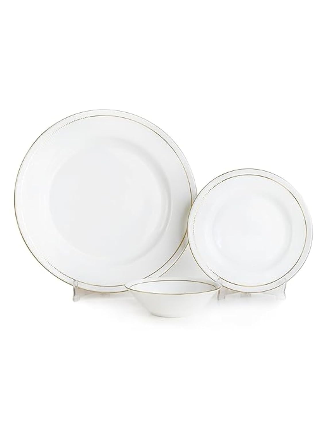 Clay Craft Fine Ceramic Ebony Dinner Set - Enchanting Gold - Family of 4 - 13 Piece Dining Set