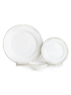 Clay Craft Fine Ceramic Ebony Dinner Set - Enchanting Gold - Family of 4 - 13 Piece Dining Set