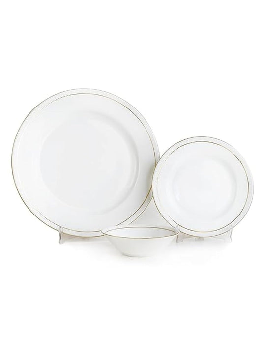 Clay Craft Fine Ceramic Ebony Dinner Set - Enchanting Gold - Family of 4 - 13 Piece Dining Set