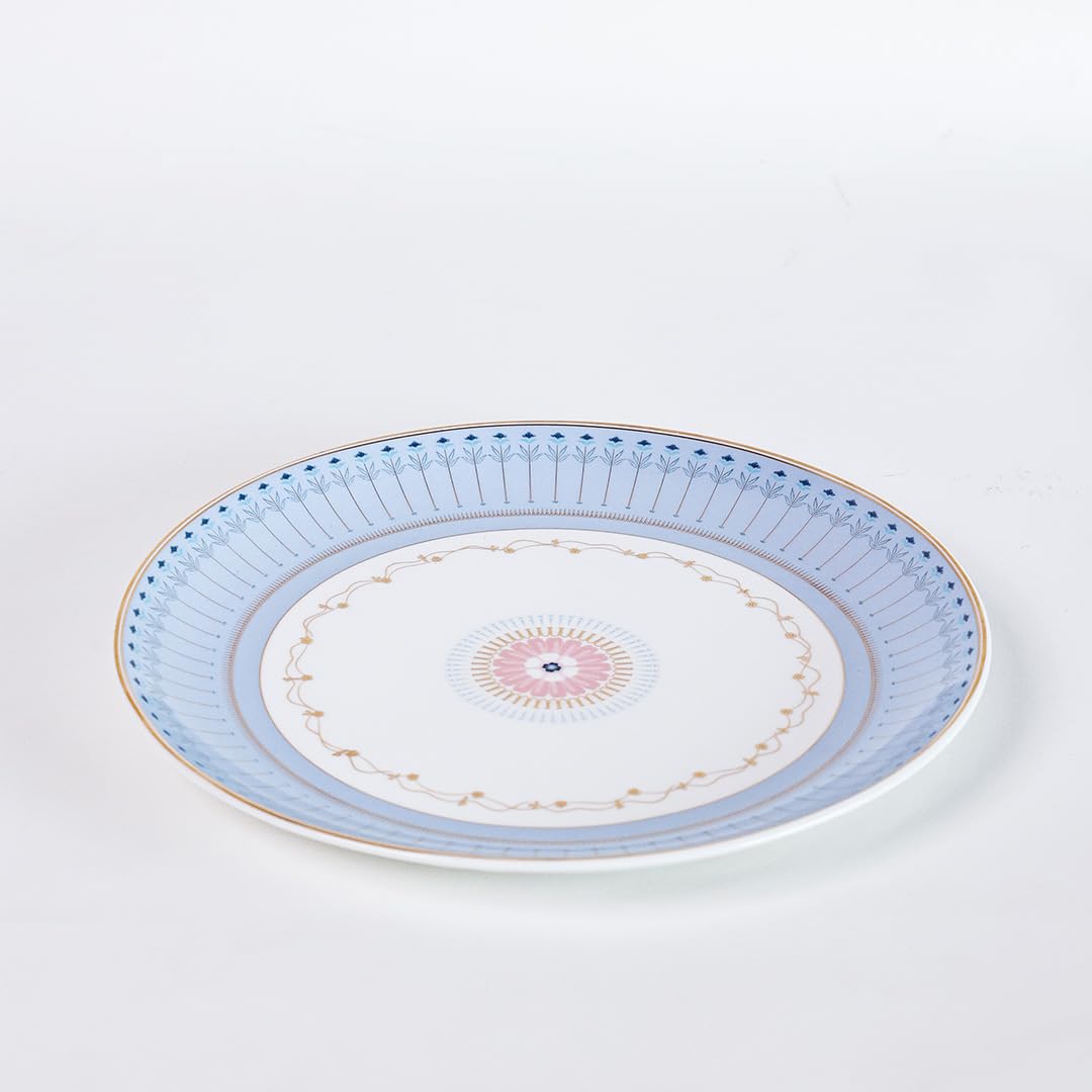 Magique by The Wishing Chair x ClayCraft : River of Flowers 20-Piece Ceramic Dinner Set with Gold | Floral Plates & Bowls | Elegant Glossy Finish | Perfect for Family Dinners | Festive Gifting