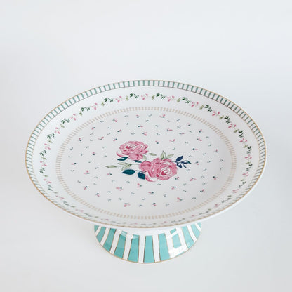 Magique by The Wishing Chair x ClayCraft : Portrait of a Rose Ceramic Cake Stand | 10 Inch Floral Pedestal for Cakes Cupcakes Desserts | Elegant Serving Stand for Parties Weddings Home
