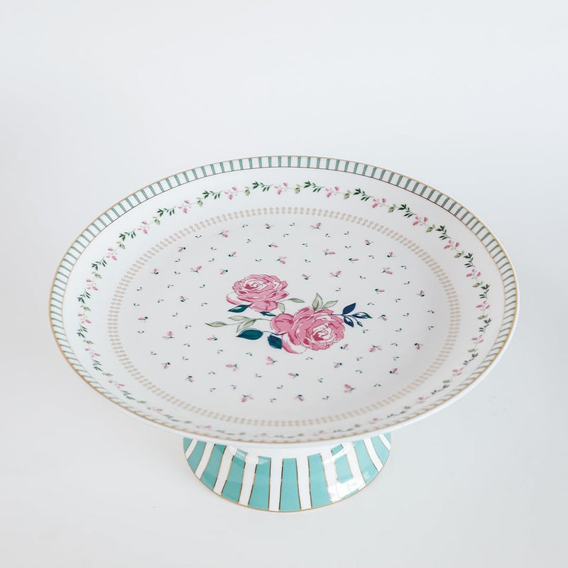 Magique by The Wishing Chair x ClayCraft : Portrait of a Rose Ceramic Cake Stand | 10 Inch Floral Pedestal for Cakes Cupcakes Desserts | Elegant Serving Stand for Parties Weddings Home