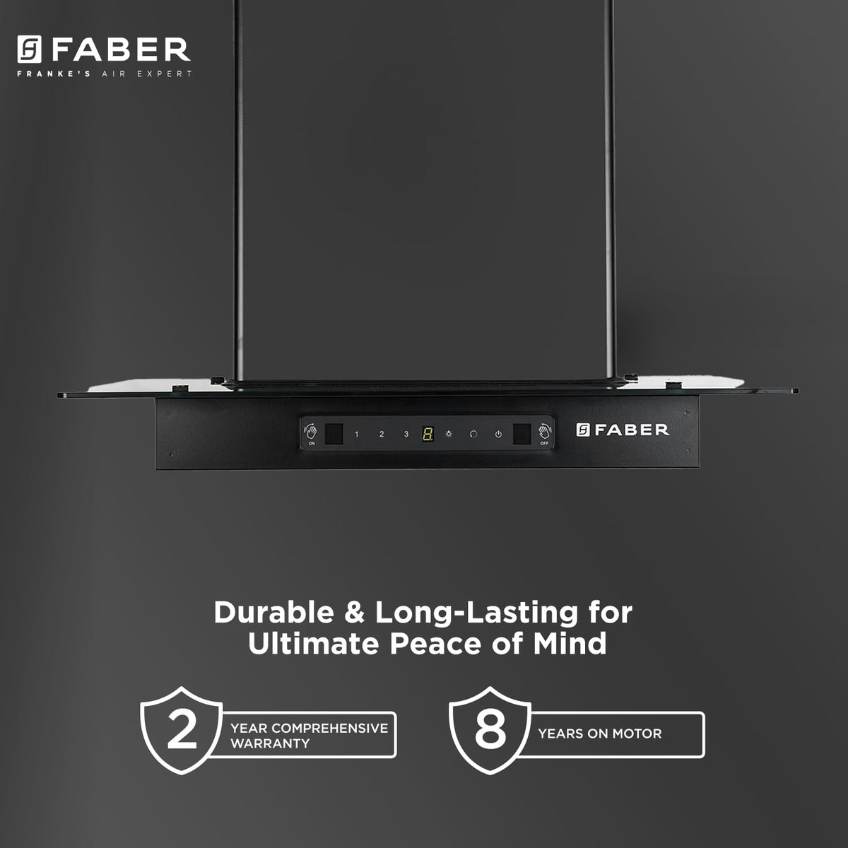 Faber 60cm 1200 m3/hr, Autoclean Chimney||Filterless|| 8Yr on Motor, 2Yr Comprehensive Warranty||Italian design - Made i