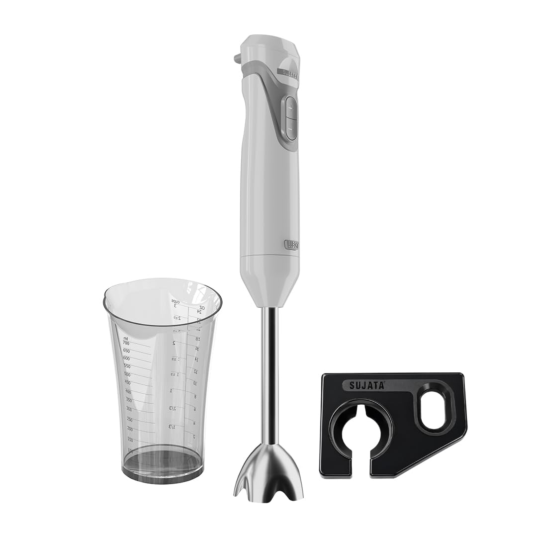 Sujata Blendstick 600W Hand Blender | 18000 RPM, Stainless Steel Shaft, Detachable Stick - Dual Speed / White