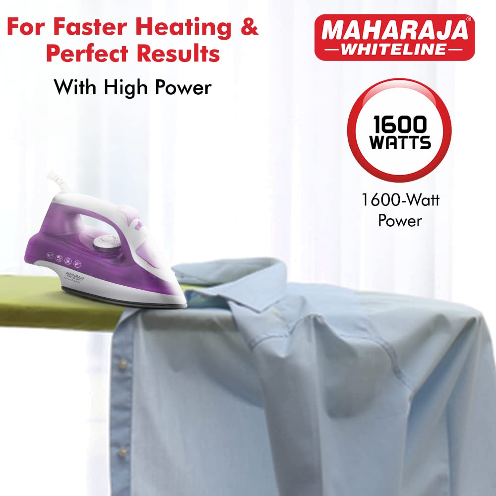 Maharaja Whiteline Acqua Superio Steam Iron with Over Heat Safety Protection, 1600W (Purple & White)