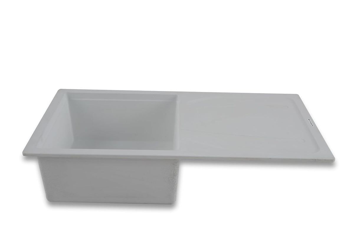 Faber Verona Ingranite34"X17"Single Bowl Sink with Drainboard|Includes Plumbing Waste Kit|25 Years Warranty|Silent,Scrat