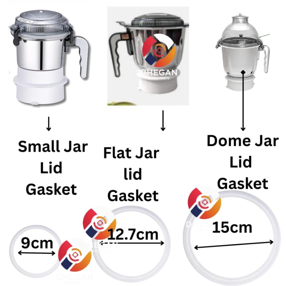 Jar Lid Gasket Set (Small Clip-Type + Medium + Big) - Pack of 3 | Compatible with Sujata Mixer Grinder